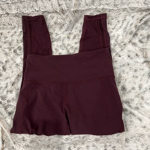 Athleta Shakti Mesh 7/8 Tight Leggings High Rise Maroon